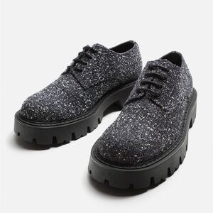 NWT - ZARA MEN’S CHUNKY FABRIC DERBY SHOES, BLUE - SIZE 8